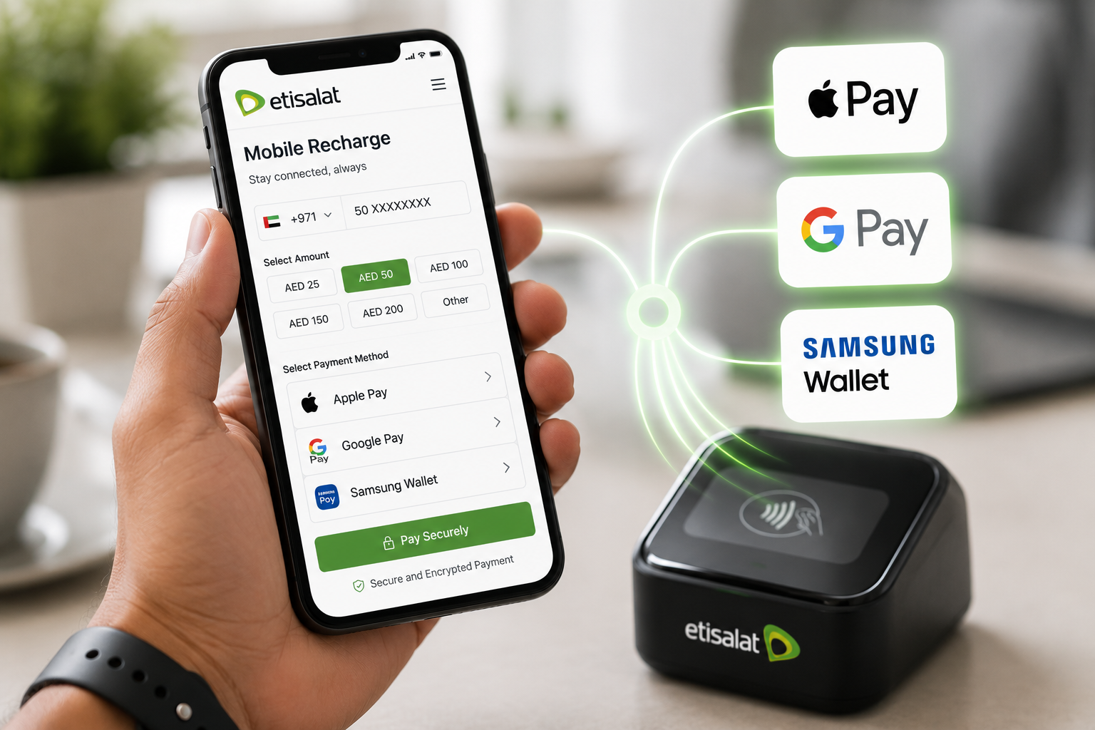 Etisalat Recharge Using Apple Pay, Google Pay & Samsung Wallet